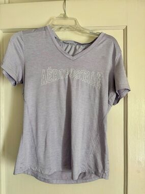 Aeropostale Light Lavender V-Neck Logo Tee